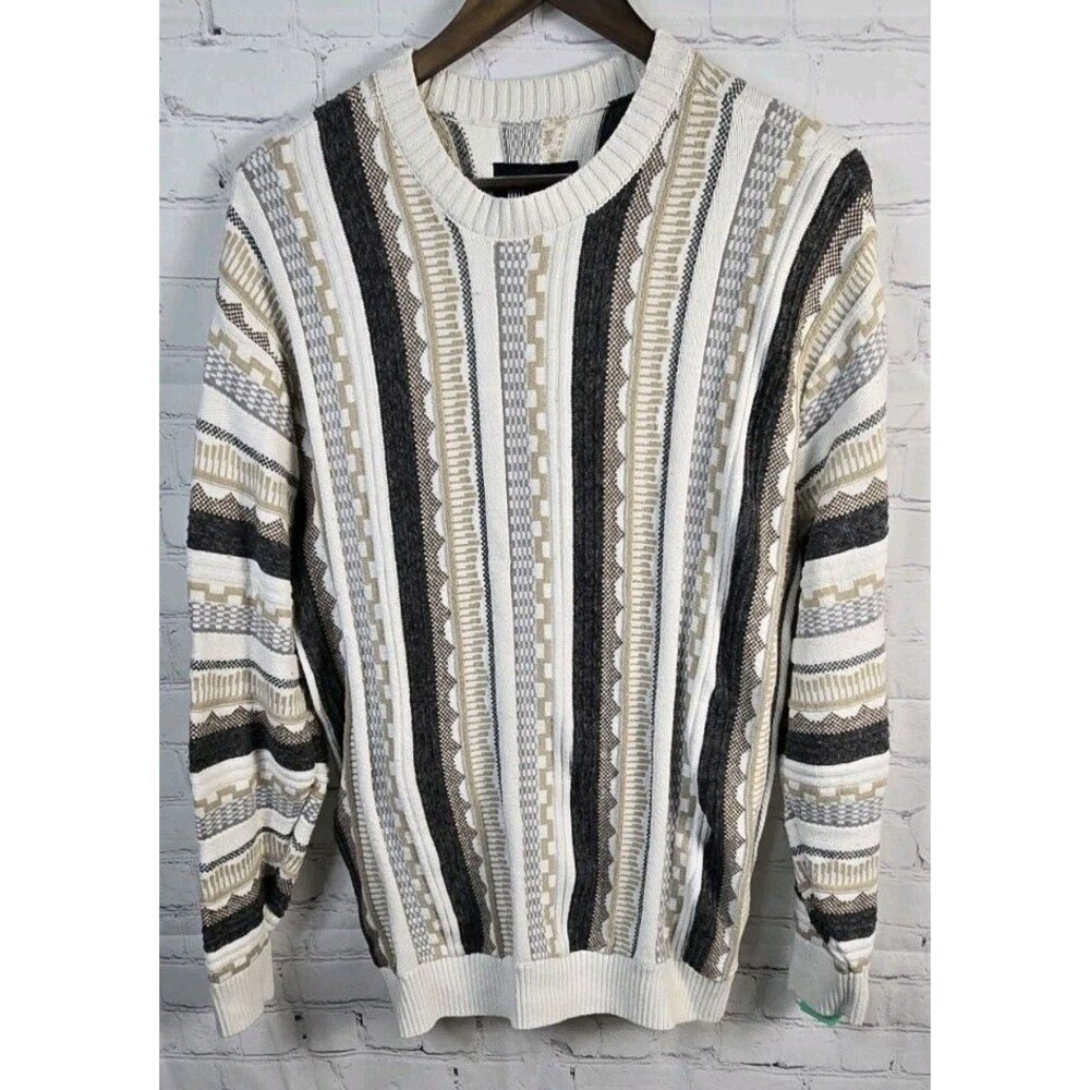 Vintage 90's Hollister Men's Geometric Crewneck Sweater Size Lg Preppy Classic